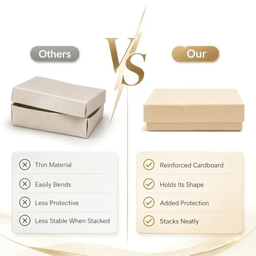 Jewelry Gift Boxes, 40 Pack 3.5x3.5x1 Inch, Brown - size: 3.5x3.5x1 Inch (Pack of 40)
