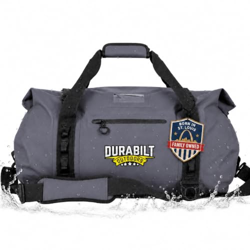 80L Grey Waterproof Duffel Bag, Tactical Roll Top Dry Bag - color: Gray
