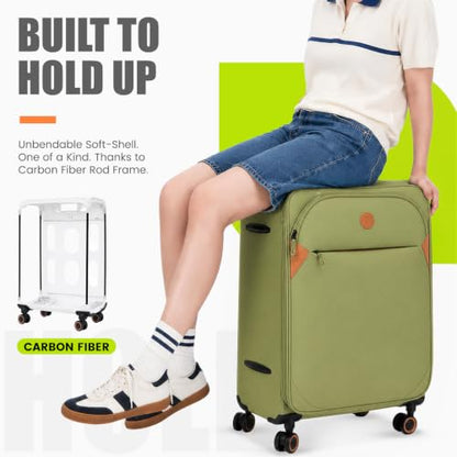 Verage Cambridge Lightweight Luggage Softside Expandable Spinner Wheel Suitcase (Fern Green, 3-Piece Set(20/24/29)) - color: Fern Green, size: 3-Piece Set (20/24/29)