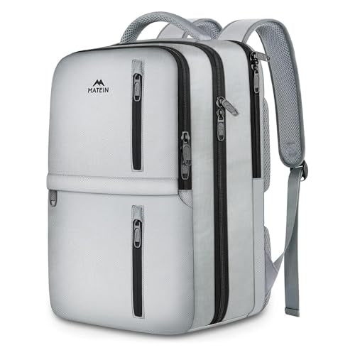 MATEIN Travel Backpack with Shoe Compartment, Gray Backpack for Airplanes - color: Gray, size: X-Large