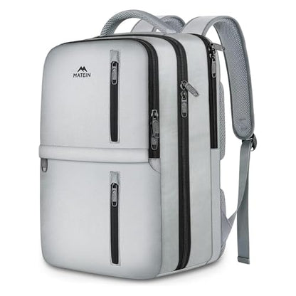 MATEIN Travel Backpack with Shoe Compartment, Gray Backpack for Airplanes - color: Gray, size: X-Large