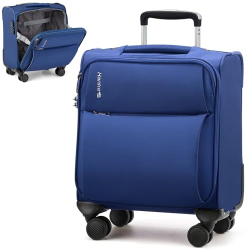 Hanke Underseat Carry On Luggage with Wheels, Small Suitcase, Rolling Bag - color: Blue, size: 16 Inch Underseat