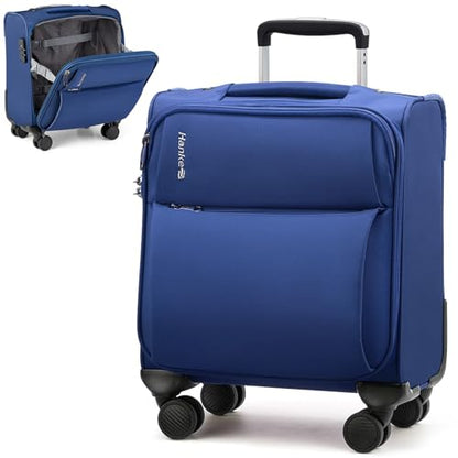 Hanke Underseat Carry On Luggage with Wheels, Small Suitcase, Rolling Bag - color: Blue, size: 16 Inch Underseat