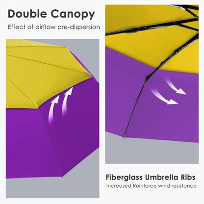 Windproof Compact Travel Umbrellas for Rain – Easy Auto Open Close, Automatic Durable Waterproof – Backpack, Portable, Lightweight Umbrellas for Travel - color: 1xYellow/Purple