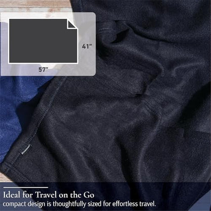 Brookstone Travel Blanket Fleece Throw with Foot Pocket, Compact - color: Black Foot Pocket, size: One Size