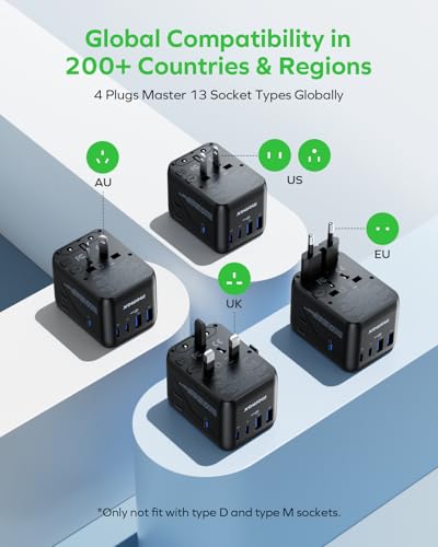 MOMAX 70W Universal Travel Adapter 7-in-1 GaN International Power Adapter - color: Black, size: 70W