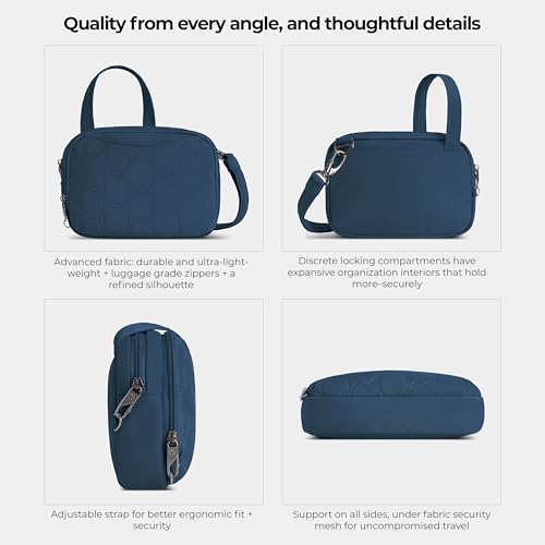 Travelon Anti-Theft Runways Double Compartment Crossbody - color: Ocean