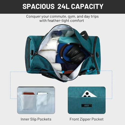 MIER Small Gym Duffle Bag with Shoe Compartment & Wet Pocket, 24L, Green - color: dark green, size: 24L