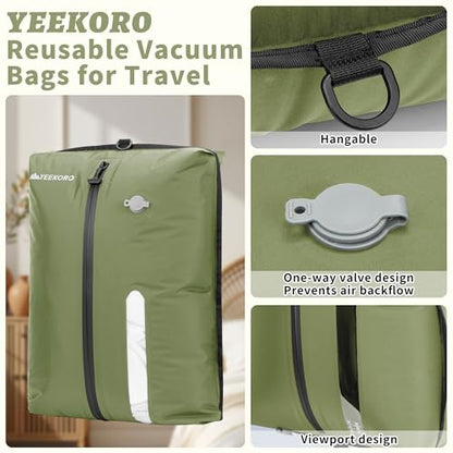 Vacuum Bag for Travel,IPX8 Waterproof Reusable Compression Bags - color: Green, size: 3 PC -With Pump