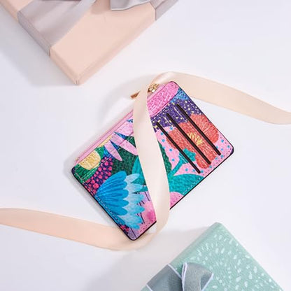 Tipmile Womens Credit Card Holder Wallet, Small Slim RFID Blocking Sleeve - color: Floral Bloom