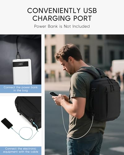 40x30x20cm Travel Bag Personal Item Ryanair Approved Backpack, Grey | Expandable to 40x30x25cm Carry On Underseat with USB Charging Port for Men Women - color: Grey