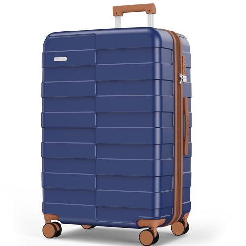 Vipbox Suitcase 28 Inch Hard Shell Expandable PC Travel Luggage, Blue | Hardside Expandable Large Capacity Travel Suitcase Ultra Durable Polycarbonate Lightweight with TSA Lock Spinner Wheels - color: Classic Blue, size: 28 inch
