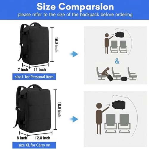 Taygeer Travel Backpack for Men Women, Carry On Backpack with Shoe Pouch - color: Black, size: X-Large
