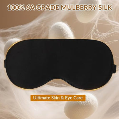 6A Mulberry Silk Blackout Sleep Mask for Migraine&Puffy Eyes