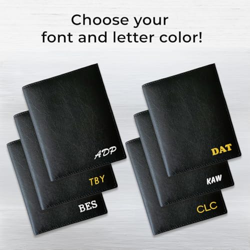 Deluxe Personalized Monogrammed Black Leather RFID Passport Wallet - color: Black, style: Deluxe