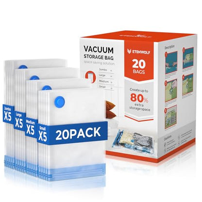 ETENWOLF 20 Combo Vacuum Storage Bags for Travel - size: 20 Combo Size