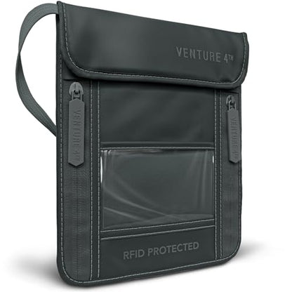 VENTURE 4TH Travel Neck Wallet, RFID Blocking Passport Holder - Sleek Gray - color: Sleek Gray