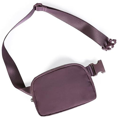 ODODOS Unisex Mini Belt Bag with Adjustable Strap Small Fanny Pack for Workout Running Traveling Hiking, Plum - color: Plum