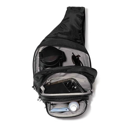 Baggallini Securtex® Anti-Theft Multi Zip Sling - Lightweight 8.6"x15.2" Travel Bag with Locking Zippers & RFID Protection - color: Mist