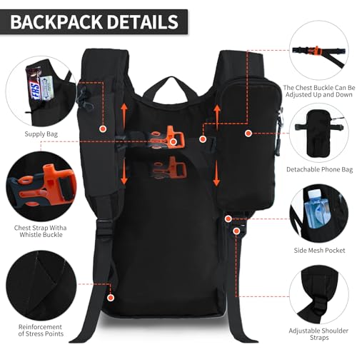 Small Hiking Backpack Packable Lightweight for Women Men - color: Black, size: 15L