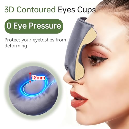 Calm&Relax Bamboo Sleep Mask - Cooling 3D Eye Mask, Lash Friendly，Gray - color: Grey
