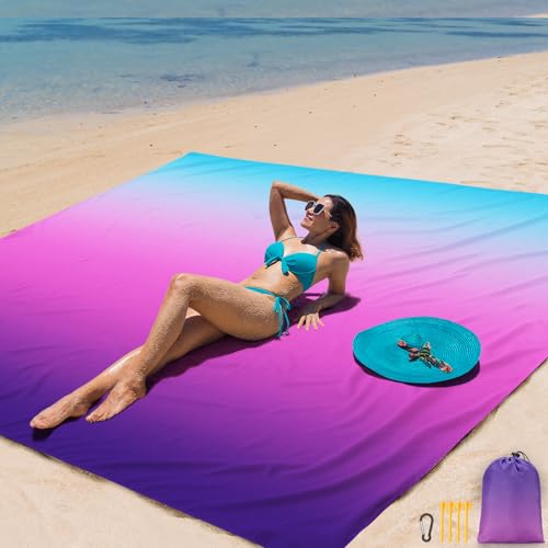 AISPARKY Beach Blanket Waterproof Sandproof,Extra Large,Picnic Blankets - color: Gradient - Blue Purple, size: 10' x 9'