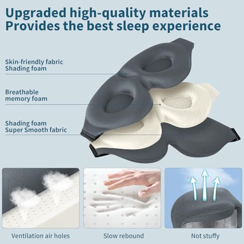 ZGGCD Sleep Mask for Side Sleeper, Light Blocking Eye Mask for Women Men | 3D Contoured Night Blindfold, Luxury Sleeping Eye Cover, Adjustable Strap, Eyeshade for Travel Nap, Flight Essentials, Grey - color: Grey