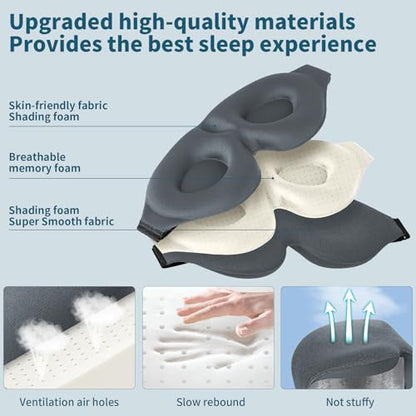 ZGGCD Sleep Mask for Side Sleeper, Light Blocking Eye Mask for Women Men | 3D Contoured Night Blindfold, Luxury Sleeping Eye Cover, Adjustable Strap, Eyeshade for Travel Nap, Flight Essentials, Grey - color: Grey