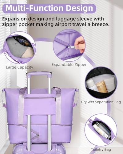 LARVENDER Carry on Luggage Sets 3 Piece, 20in Suitcase Set, Glossy Lavender - color: Glossy Lavender 20in, size: 3 Piece Set (20/DB/TB)