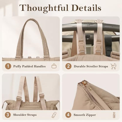 MOMINSIDE Diaper Bag Tote with Changing Pad Tote Diaper Bags Convertible Backpack pañaleras para bebe Large Baby Bag, Hospital Bag Mommy Bag Travel Diaper Bag for Mom, 16 Pockets (Khaki1) - color: Khaki 1