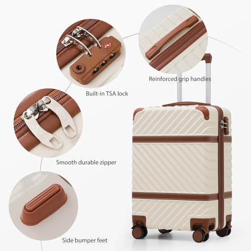 Coolife PC Hardshell Luggage, TSA Lock, Spinner Wheels, 20in Carry-On - color: Navy, size: 3 piece set (DB/TB/20)
