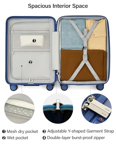 MILADA Expandable Checked Luggage 28 Inch, Hard Shell Large Suitcase - color: Interstellar Blue, size: Checked Large 28 inch