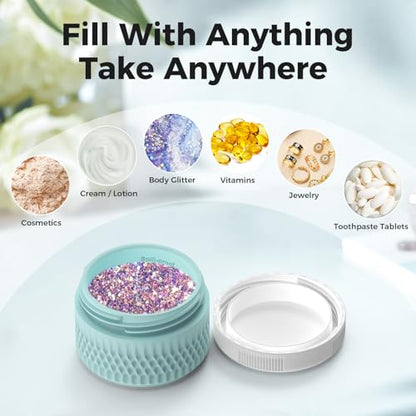 Travel Containers for Toiletries, 2oz Silicone Cream Jars BPA Free - color: Black, size: 60ML (2oz)
