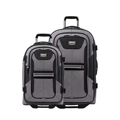 Travelpro Bold Softside Carry-On Rollaboard, Grey/Black, 2-Piece Set - color: Grey/Black, size: 2-Piece Set (22/28)