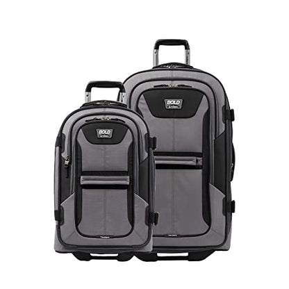 Travelpro Bold Softside Carry-On Rollaboard, Grey/Black, 2-Piece Set - color: Grey/Black, size: 2-Piece Set (22/28)
