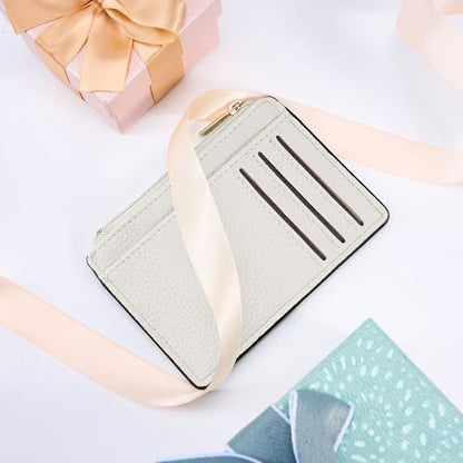 Tipmile Womens Credit Card Holder Wallet, Small Slim RFID Blocking Sleeve - color: Cream White