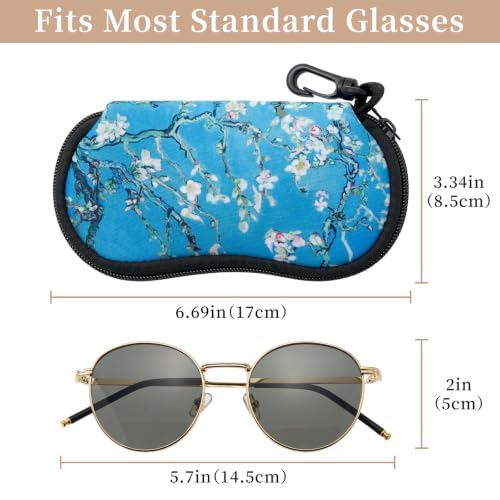 WOZEAH Double Eyeglass Case with 2 Compartments, Travel Eyewear Organizer for Two Pairs of Glasses - color: Almond Blossom2