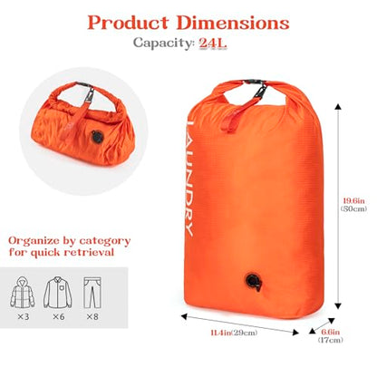 Travel Laundry Bag, Vacuum Compression Dirty Clothes Travel Bag - color: Orange, size: Medium