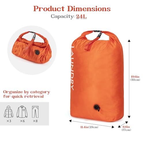 Travel Laundry Bag, Vacuum Compression Dirty Clothes Travel Bag - color: Orange, size: Medium