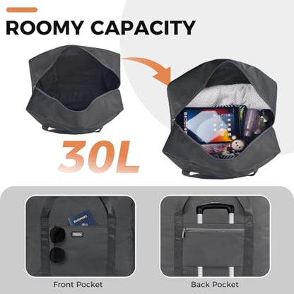 For Frontier Airlines Personal Item Bag 18x14x8 Travel Duffel Bag Carry on - color: Gray (with Shoulder Strap)
