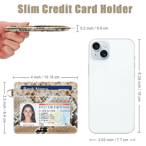 Slim Credit Card Holder Vegan Snake Skin Wallet Women Thin Wallets - color: A Brown Snake