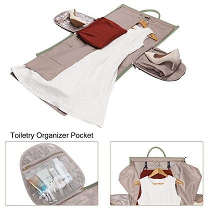Modoker 2-in-1 PU Leather Garment Duffle Bag with Shoulder Strap, Green - color: Green
