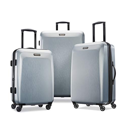American Tourister Moonlight Hardside Expandable Luggage with Spinner Wheels, Silver, Checked-Medium 24-Inch - color: Silver, size: Checked-Medium 24-Inch
