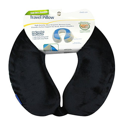 Cloudz Comfort Gel Memory Foam Travel Neck Pillow - Black - color: Black