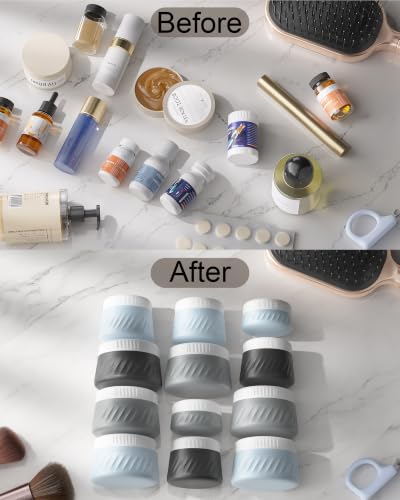 Quatish 6 Pack Travel Size Containers for Toiletries, 2oz, Grey - color: Grey, size: 2 Ounces