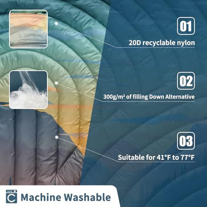 Puffy Camping Blanket,Large Camp Blanket Outdoor Camping Quilt - color: Sunset, size: 52x75"