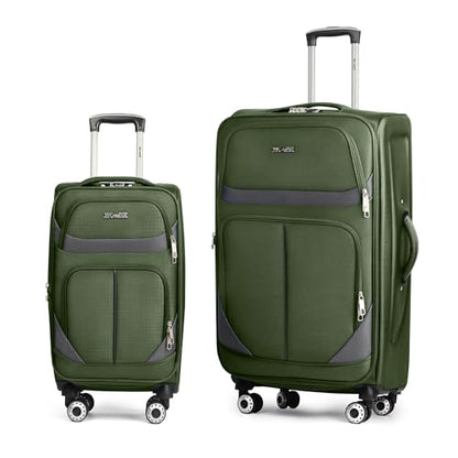 2-Piece Set Luggage,Softside Luggage Sets,Expandable 15% - color: Green-Grey, size: 2-Piece Set (20"/28'')