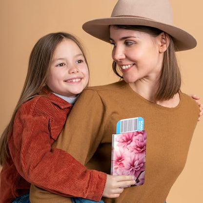 Family Passport Holder RFID,Pink Flowers - color: Pink Flowers
