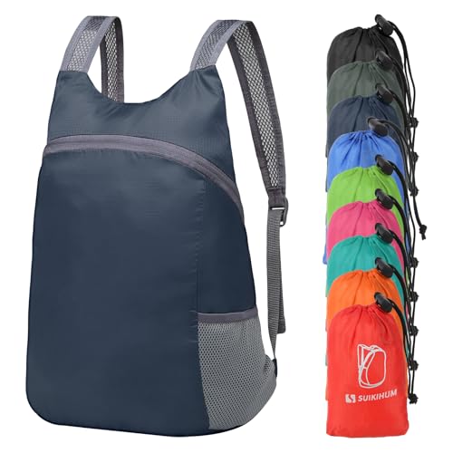 Ultra Lightweight Hiking-Daypack,Foldable Travel Packable Backpack - color: Navy Blue