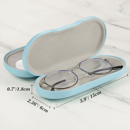MoKo Double Eyeglass Case,Glasses and contact case 2 in 1 with Mirror - color: Ad-light Blue